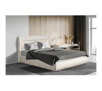 Habitat et Jardin Lit Double avec Coffre en Velours Chamonix - 140 x 190 cm - Beige