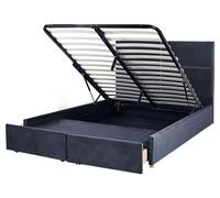 Lit Double avec Coffre et 2 Tiroirs 160 x 200 cm en Velours Noir Classique Verno