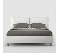 Lit rembourrée avec sommier 160x190 similicuir blanc Antea -