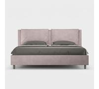 Letto matrimoniale king size con rete imbottito 200x200 microfibra glicine Appia