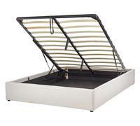 Lit Double avec Rangement en Tissu Minimaliste Moderne 140 x 200 cm Beige Clair
