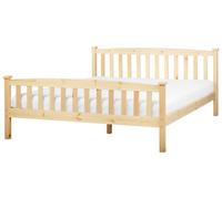 Lit Double avec Sommier à Lattes Style Classique 160 x 200 cm en Bois de Pin Cla