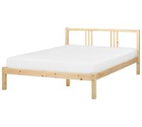 Lit Double avec Sommier à Lattes Style Moderne 140 x 200 cm en Bois de Pin Marron Clair Vannes