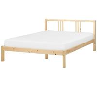 Lit Double avec Sommier à Lattes Style Moderne 140 x 200 cm en Bois de Pin Marron Clair Vannes