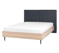 Lit Double avec Tête Rembourrée 140 x 200 cm en Tissu Gris foncé Izernore
