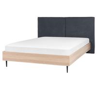 Lit Double avec Tête Rembourrée 160 x 200 cm en Tissu Gris foncé Izernore