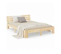 Homestyle4u Lit double 160x200 Cadre en bois de pin massif avec sommier à lattes