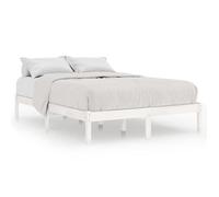 Lit Double Bois - KENNETH - Structure de lit - 2 Personnes - sans matelas - blanc bois massif 140x200 cm - LL6759
