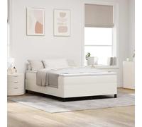 Lit Double Box Spring Crème 140x190 cm, Cadre Robuste en Velours Côtelé, Design Moderne avec Lattes, Meuble de Chambre Élégant