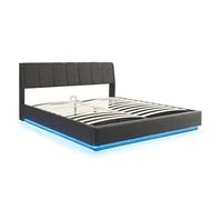 Lit double capitonné Tröstiar avec éclairage LED 180 x 200 cm noir