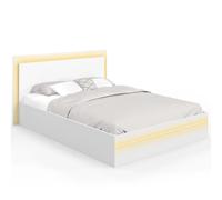 Lit double CHARLIE 140 x 190 cm avec sommier et LED intégrées blanc