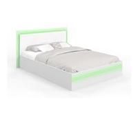 IDMarket - Lit Double Charlie 140 x 190 cm avec sommier et LED intégrées Blanc