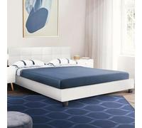 IDMarket - Lit double Charlotte avec tête de lit et sommier 140 x 190 cm PVC blanc