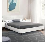 IDMarket - Lit double Charlotte avec tête de lit et sommier 160 x 200 cm PVC blanc