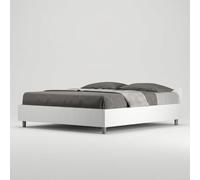 Lit double coffre sommier 160 x 190 cm design blanc Nuamo