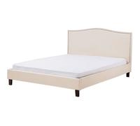 Lit double contemporain en tissu beige BELIANI MONTPELLIER - 180x200 cm - Sommier à lattes