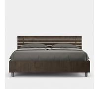 Lit double conteneur 160x190cm en bois moderne Ankel Noix