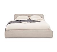 IDIMEX Lit Double CURSIO 140x190 cm, Revêtement en Tissu Velours côtelé Beige, Lit Style Moderne pour 2 Personnes, Cadre de lit en Bois avec sommier Inclus