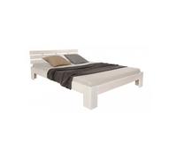Homestyle4u 1892, Lit Double en Bois de pin Massif 120x200, Lit Double avec sommier à Lattes, Blanc, Pin Massif