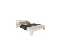 Homestyle4u 1892, Lit Double en Bois de pin Massif 120x200, Lit Double avec sommier à Lattes, Blanc, Pin Massif