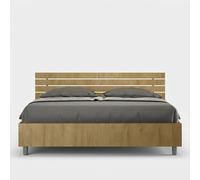 Lit double en bois à lattes conteneur 160x190cm Ankel Oak