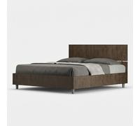 Lit double en bois avec tête de lit à lattes droites 160x190cm Demas D Noix