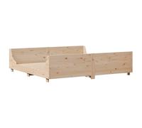 Lit Double en Bois de Pin Massif vidaXL, 200x200 cm, Cadre de Lit avec Tête de Lit, Mobilier de Chambre à Coucher, Naturel