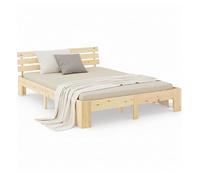 Homestyle4u Lit double futon 140x200 bois naturel beige