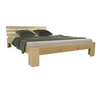 Homestyle4u 2192, Lit en Bois 120x200 cm Naturel Lit Double avec sommier à Lattes Pin Massif