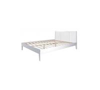 Homestyle4u Lit double en bois massif 140x200 cm pin blanc Cadre à lattes