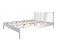 Homestyle4u Lit double en bois massif 140x200 cm pin blanc Cadre à lattes