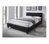 Lit double en bois massif noir 160x200 avec tête de lit, pieds et sommier intégrés - MEUBLETMOI - BALI