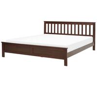 Lit double en bois sombre 180 x 200 cm MAYENNE