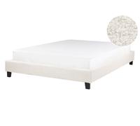 Lit Double en Bouclé Moderne Minimaliste 140 x 200 cm Bureau Chambre Crème Roann