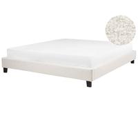 Lit Double en Bouclé Moderne Minimaliste 180 x 200 cm Bureau Chambre Crème Roann