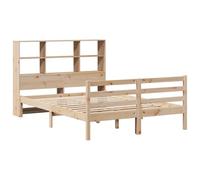 Lit Double en Pin 120x200 cm avec Bibliothèque - vidaXL