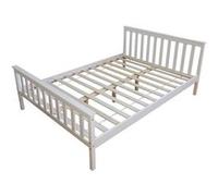 Homestyle4u 890, Lit en Bois Blanc 140x200 cm Lit Double Cadre de lit avec sommier à Lattes en Bois de pin