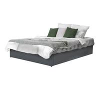 Habitat et Jardin Lit double Ava en PVC avec coffre sommier à lattes 140 x 190 cm Gris