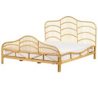 Lit double en rotin 180 x 200 cm bois clair DOMEYROT