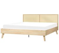 Lit double en rotin 180 x 200 cm bois clair MONPAZIER