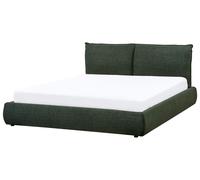 Lit Double en Tissu 160 x 200 cm Rembourré avec Sommier à Lattes Vert Foncé Vina