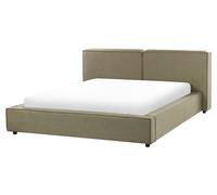 Lit Double en Tissu 160 x 200 cm Rembourré Sommier à Lattes Vert Linards