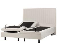 Lit Double en Tissu 160x200cm Electrique Réglable avec Télécommande Beige Clair