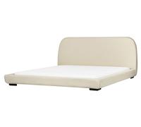 Lit Double en Tissu 180 x 200 cm Rembourré Cadre Lattes Sommier Beige Roisel