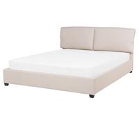 Lit Double en Tissu Beige 160 x 200 cm Confortable avec Tête de Lit Rembourrée de Style Minimaliste pour Chambre Moderne ou Contemporaine Beliani