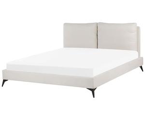 Lit Double en Tissu Chenille Beige 180 x 200 cm avec Haute Tête de Lit Confortable de Style Glamour pour Chambre Moderne ou Classique Beliani