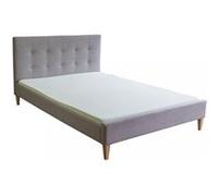 Lit double en tissu gris rembourre 160 x 200 cm