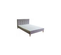 Lit double en tissu gris rembourre 180 x 200 cm