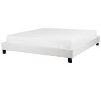 Lit Double en Tissu Moderne Minimaliste 180 x 200 cm Bureau Chambre Gris Clair R