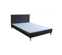 Lit double en tissu noir rembourre 140 x 200